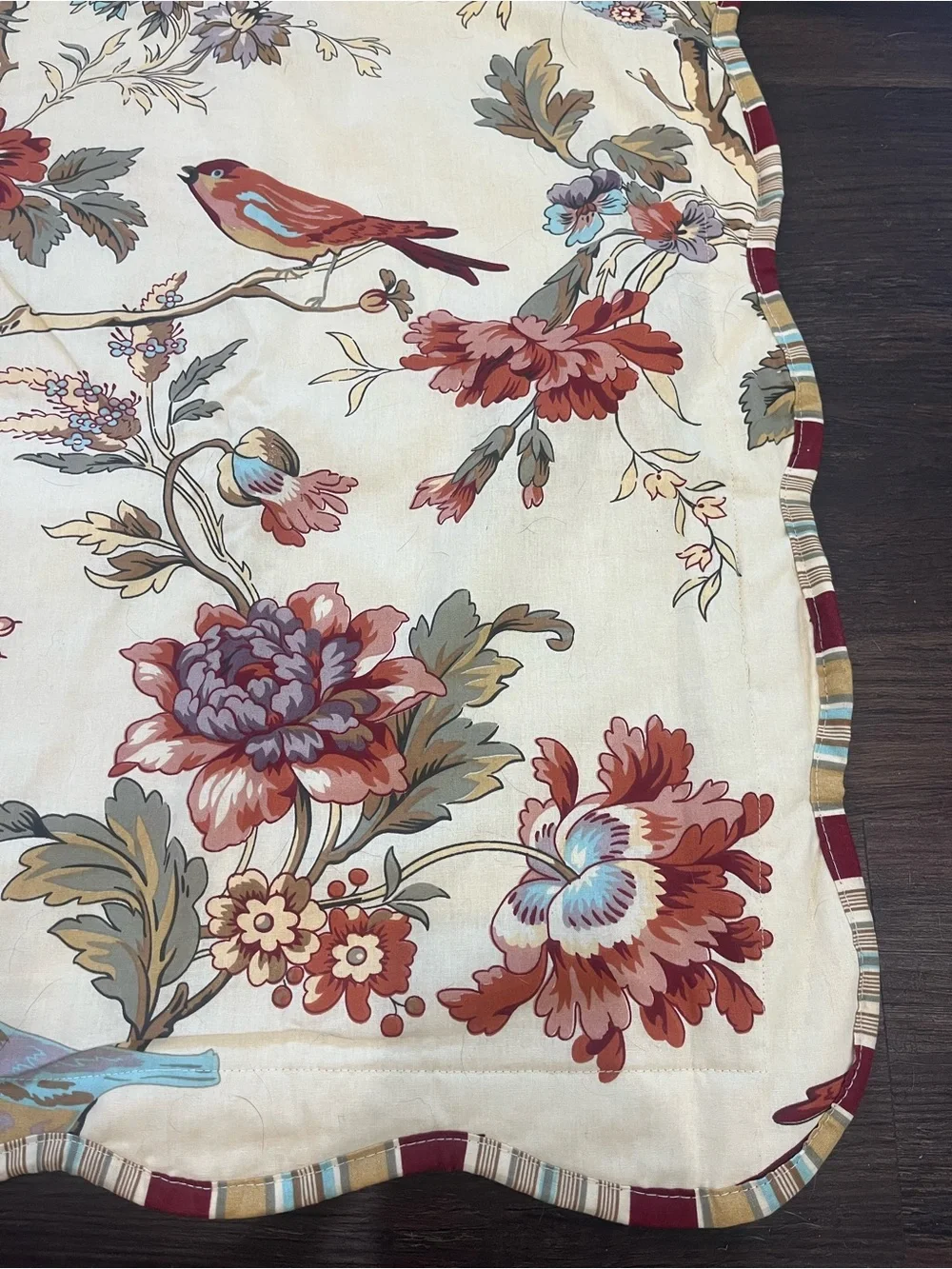 2 Waverly Charleston Chirp King Beige Bird Floral Cotton Quilted Pillow Shams